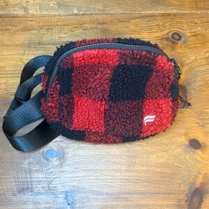 Fabletics Red and Black Checkered Belt Bag
